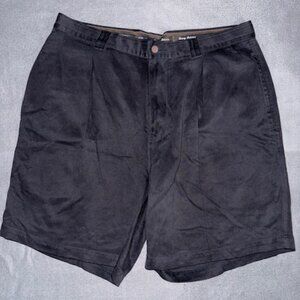 Tommy Bahama Relax Silk Shorts Mens 35 Black Pleated 100% Silk Casual Dress